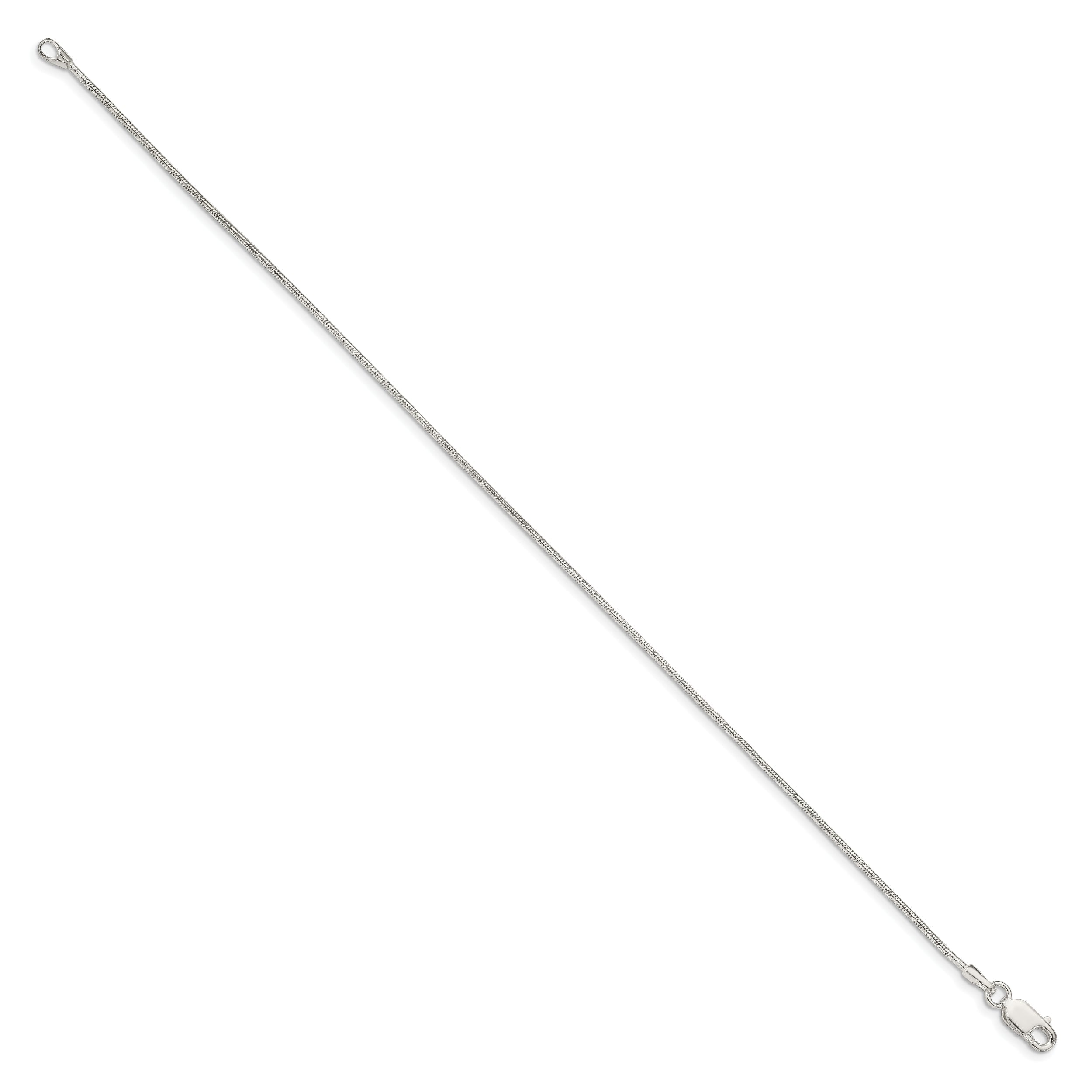 7 Inch Sterling Silver 1.2mm Patterned Diamond-Cut Snake Chain Bracelet