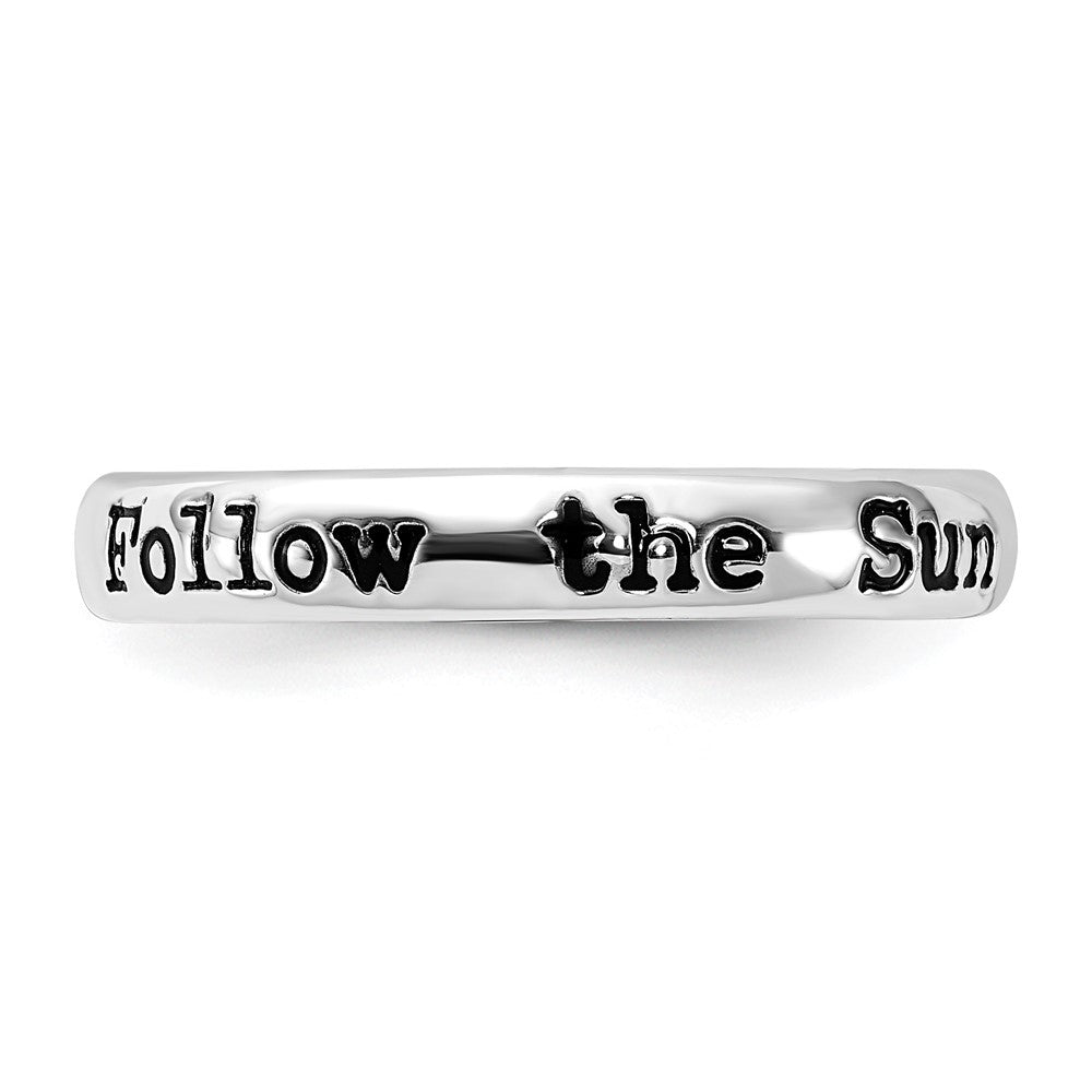Sterling Silver Stackable Expressions Enameled Lyric Follow The Sun Ring