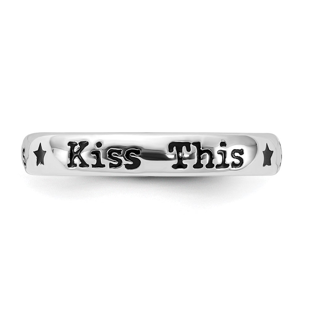 Sterling Silver Stackable Expressions Enameled Lyric Kiss This Ring