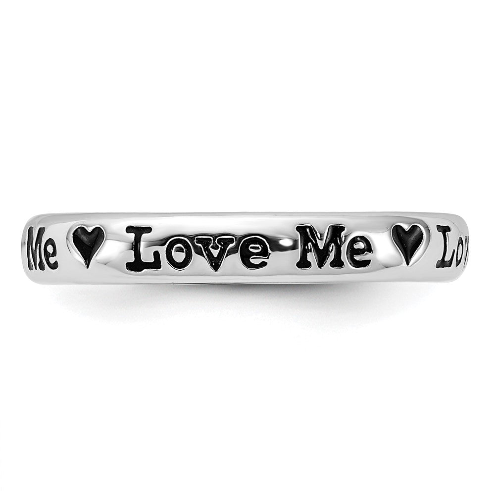 Sterling Silver Stackable Expressions Enameled Lyric Love Me Ring