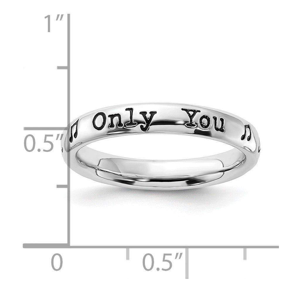 Sterling Silver Stackable Expressions Enameled Lyric Only You Ring