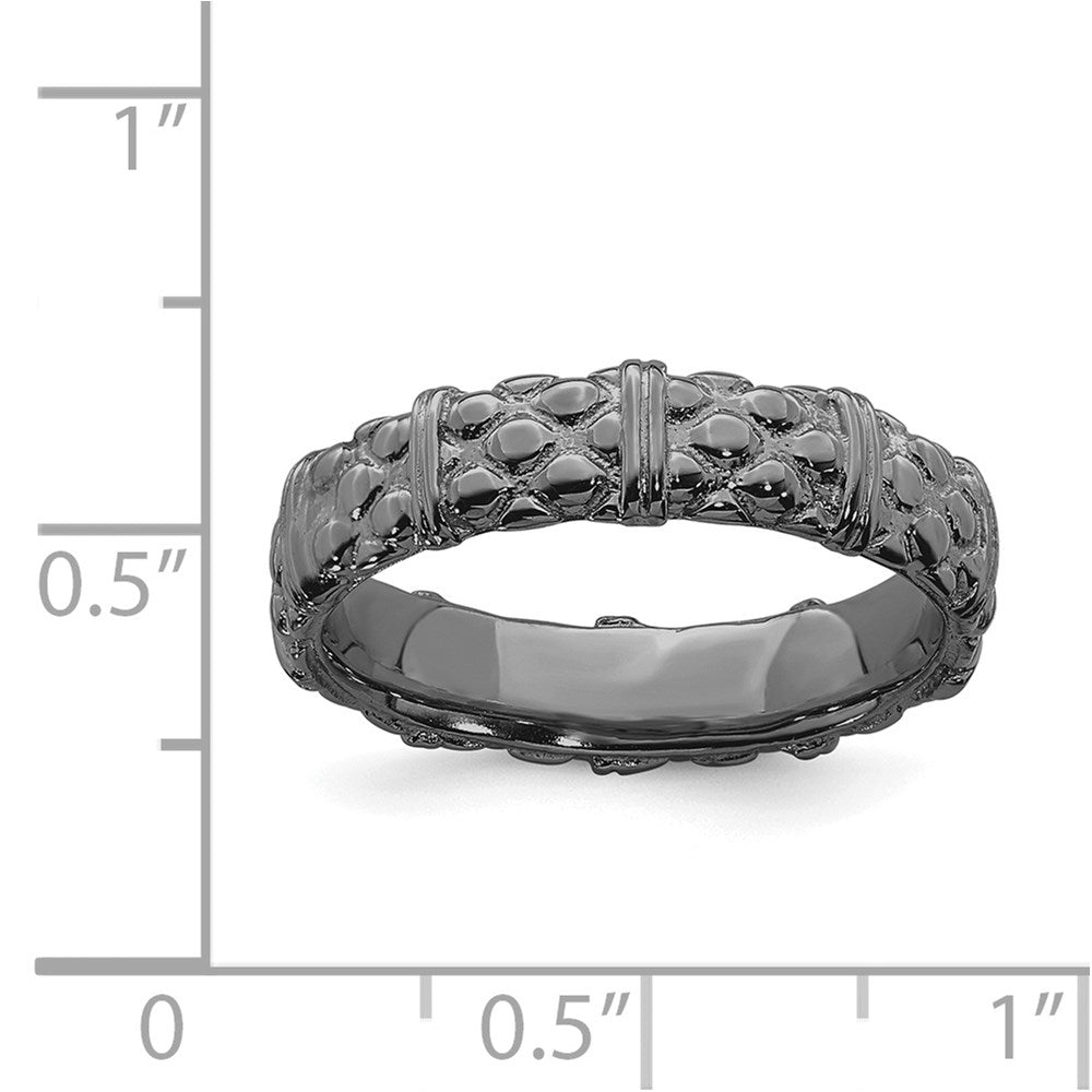 Sterling Silver Stackable Expressions Black Plated Ring