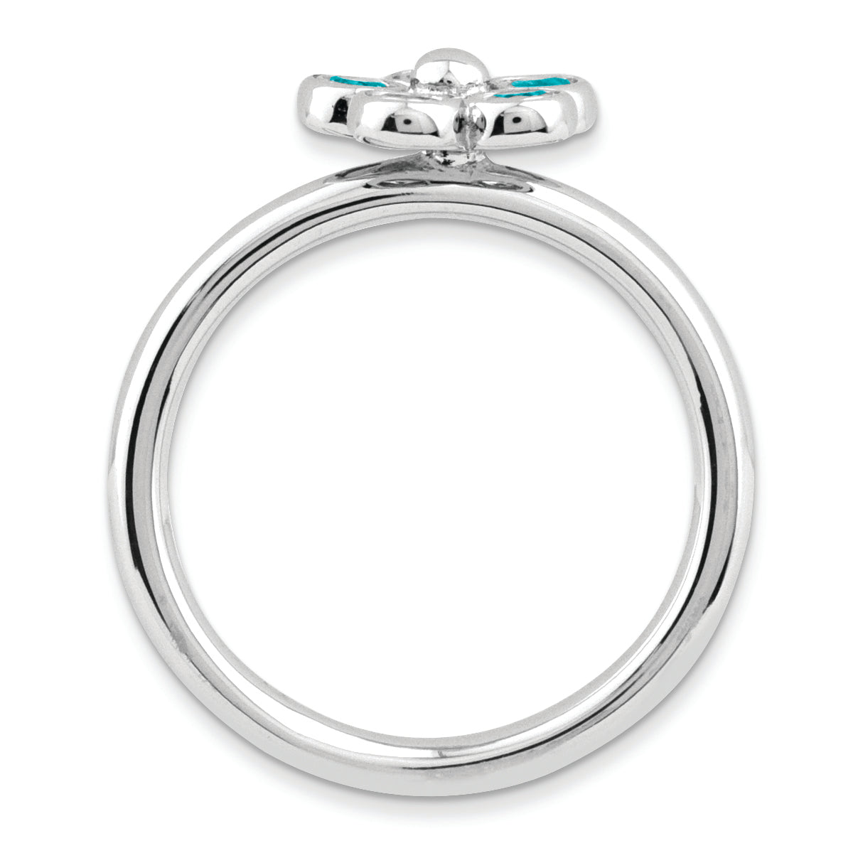 Sterling Silver Stackable Expressions Blue Topaz Flower Ring (Size 7 Only)