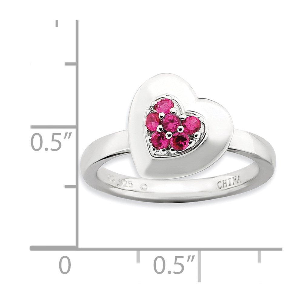 Sterling Silver Stackable Expressions Polished Created Ruby Heart Ring