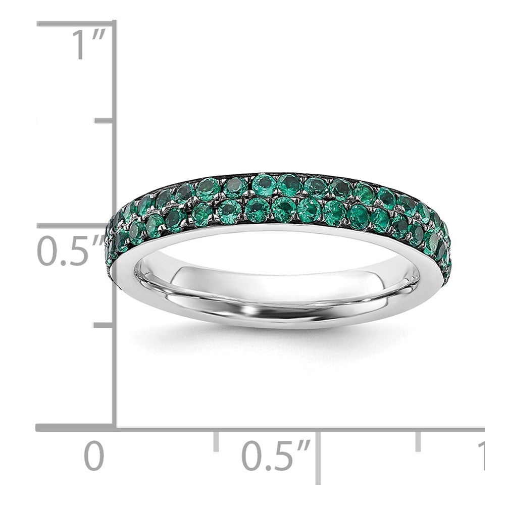 Sterling Silver Stackable Expressions Polished Created Emerald Ring