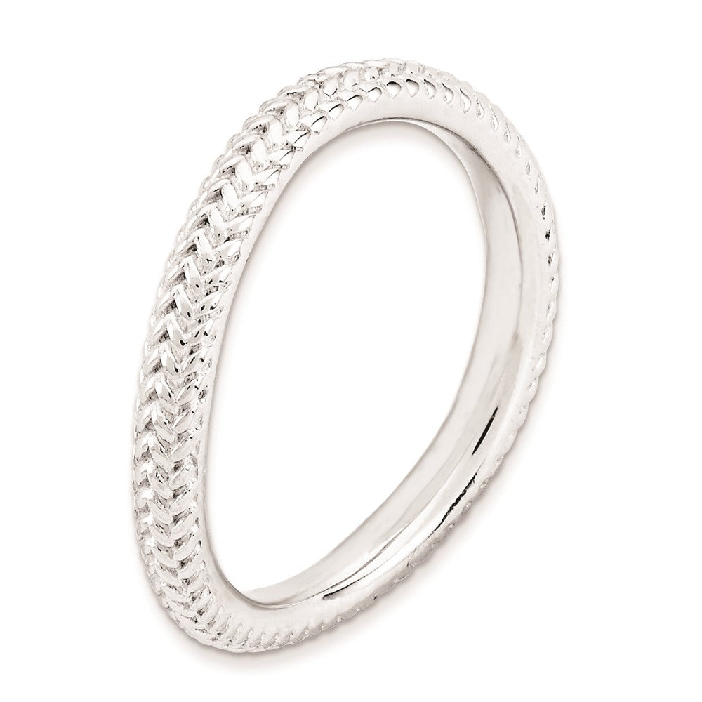 Sterling Silver Stackable Expressions Polished Rhodium Plate Wave Ring