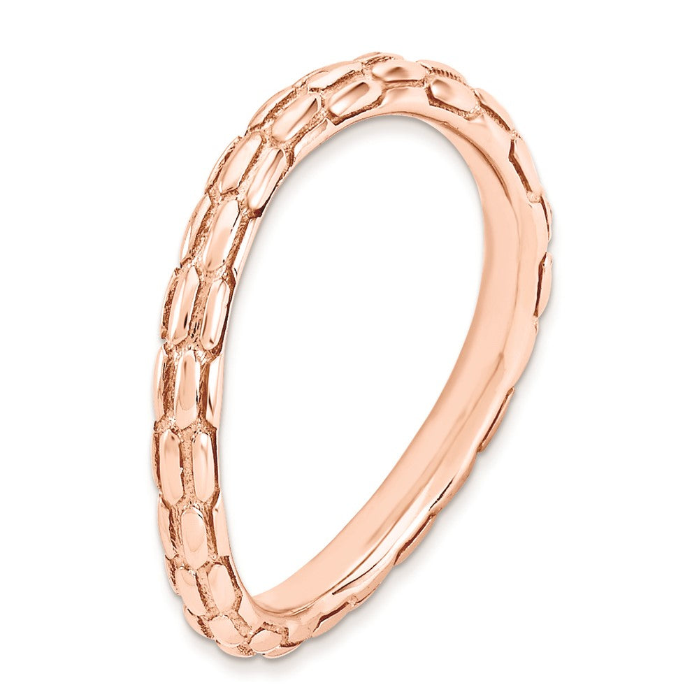 Sterling Silver Stackable Expressions Polished Pink Plate Wave Ring