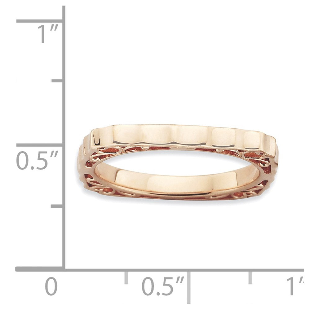 Sterling Silver Stackable Expressions Polished Pink Plate Square Ring