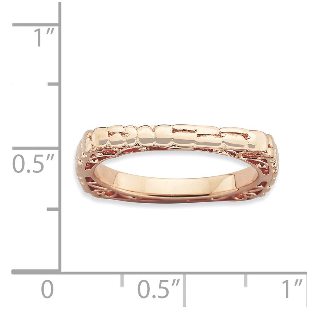 Sterling Silver Stackable Expressions Polished Pink Plate Square Ring