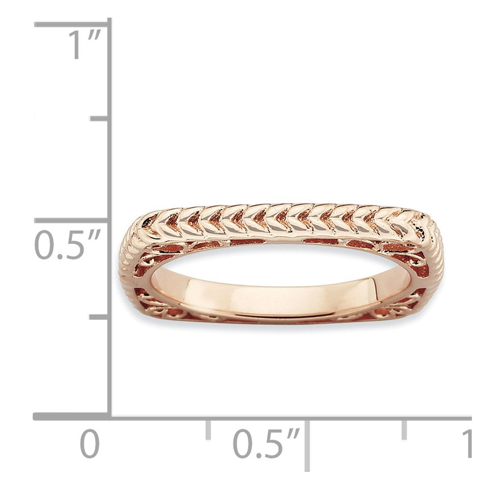 Sterling Silver Stackable Expressions Polished Pink Plate Square Ring