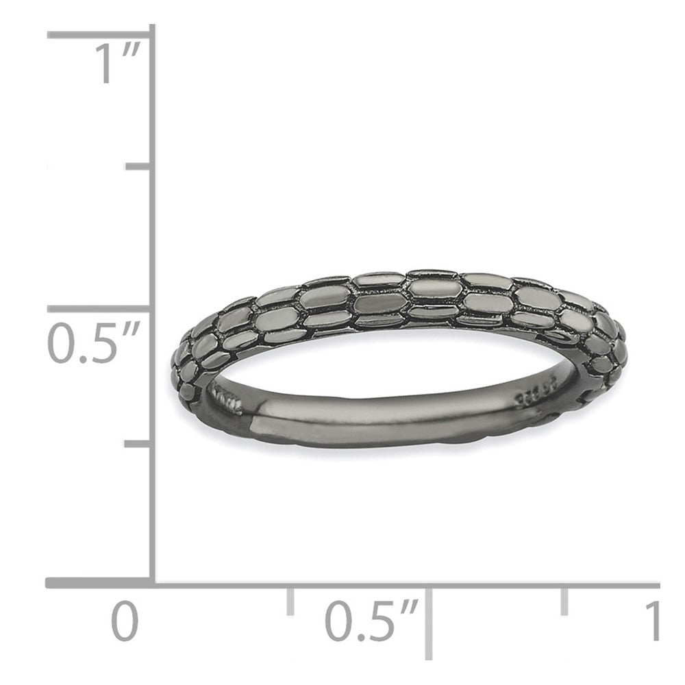 Sterling Silver Stackable Expressions Black Plated Domed Ring