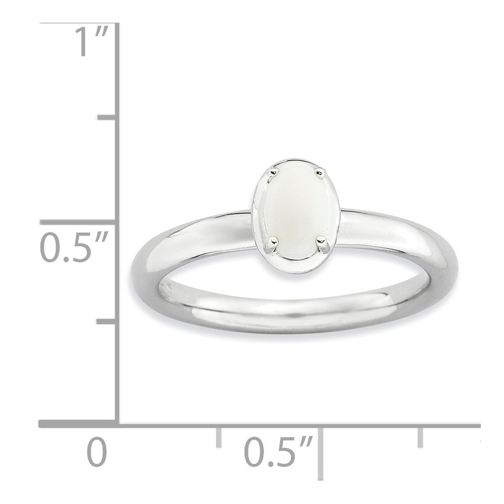 Sterling Silver Stackable Expressions White Agate Polished Ring