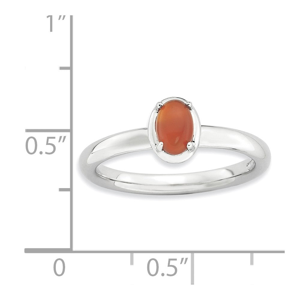 Sterling Silver Stackable Expressions Red Agate Polished Ring