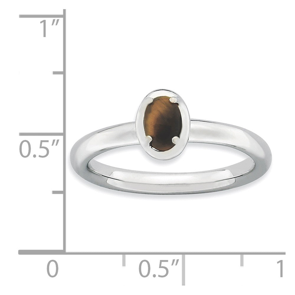 Sterling Silver Stackable Expressions Tiger'S Eye Polished Ring