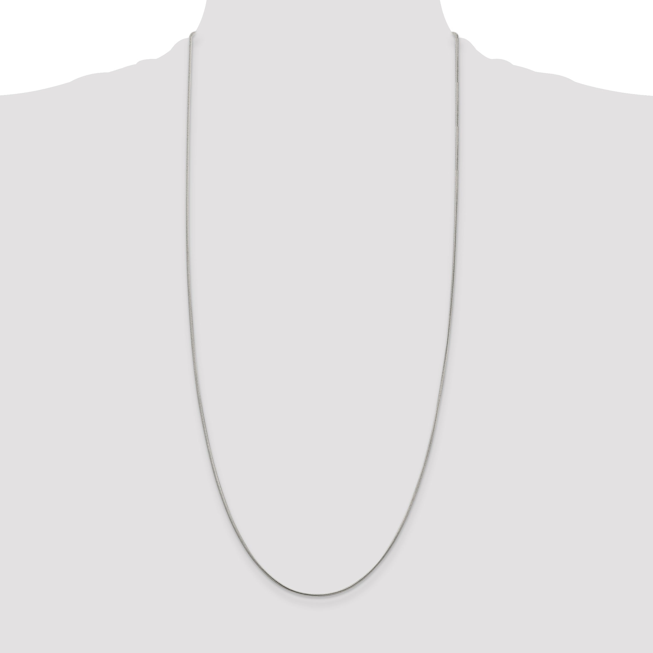 30 Inch Sterling Silver Rhodium-Plated 1mm Round Snake Chain Necklace