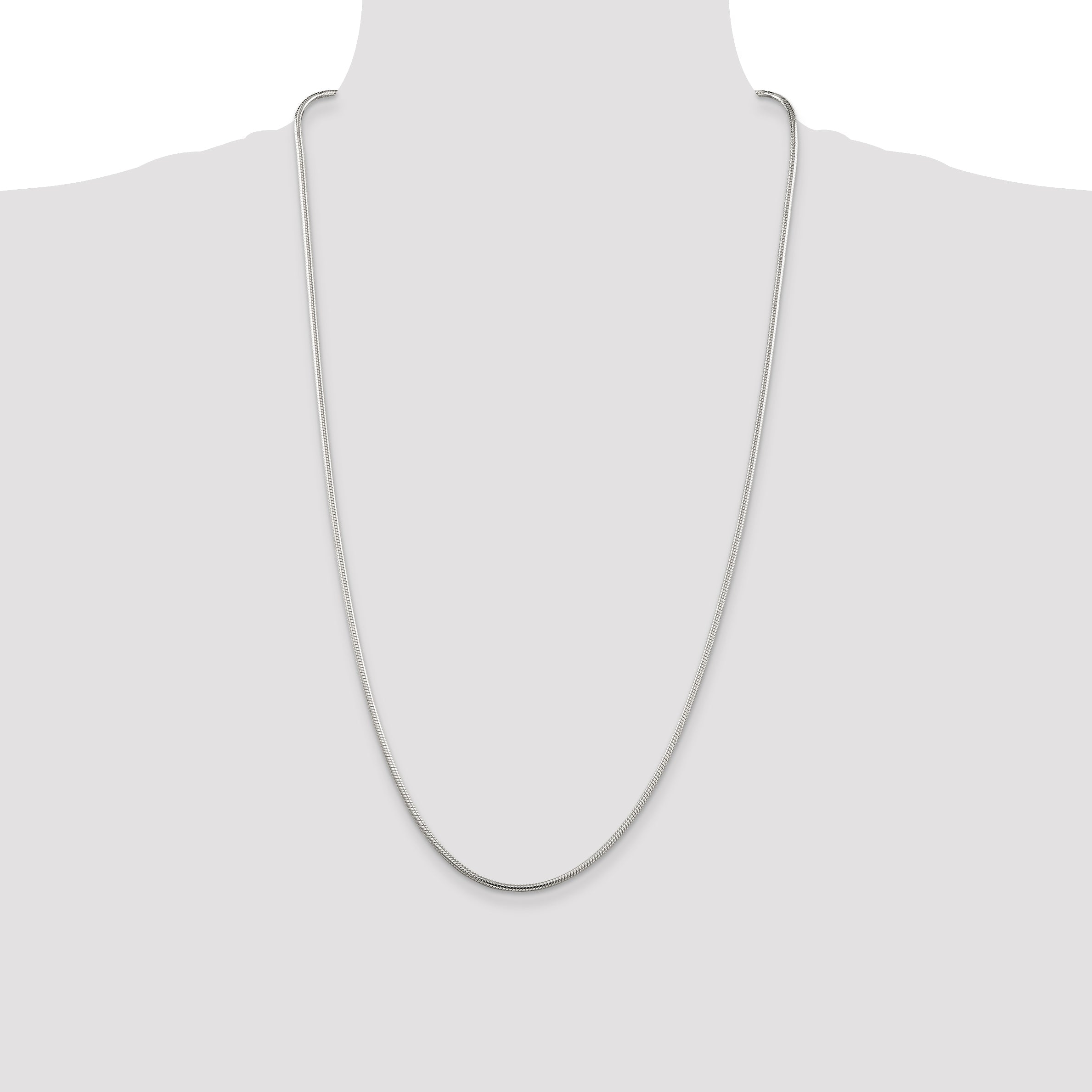 28 Inch Sterling Silver 2mm Snake Chain Necklace