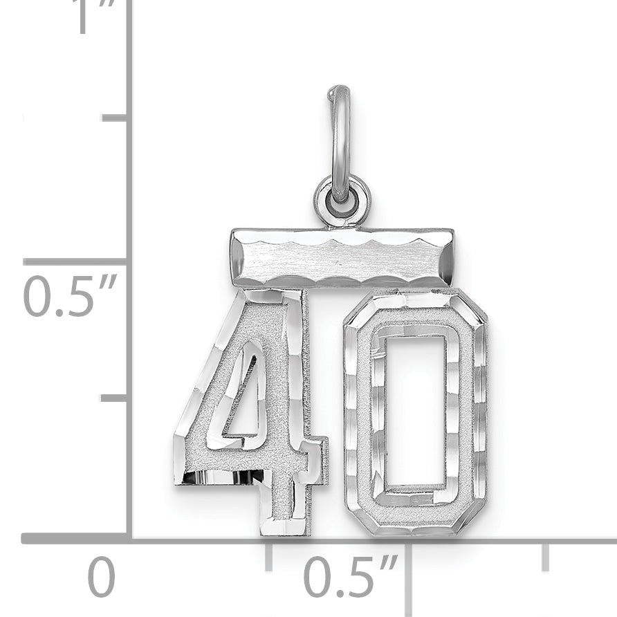 Sterling Silver Rhodium-Plated Diamond-Cut #40 Charm