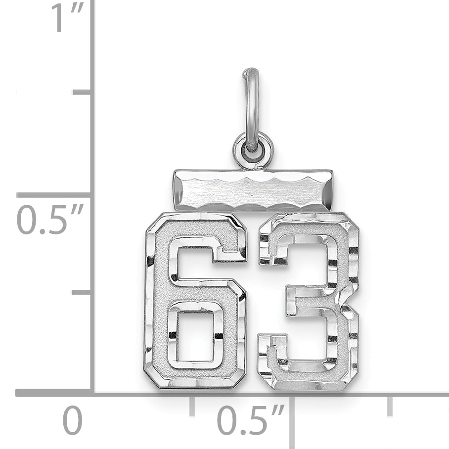 Sterling Silver Rhodium-Plated Diamond-Cut #63 Charm