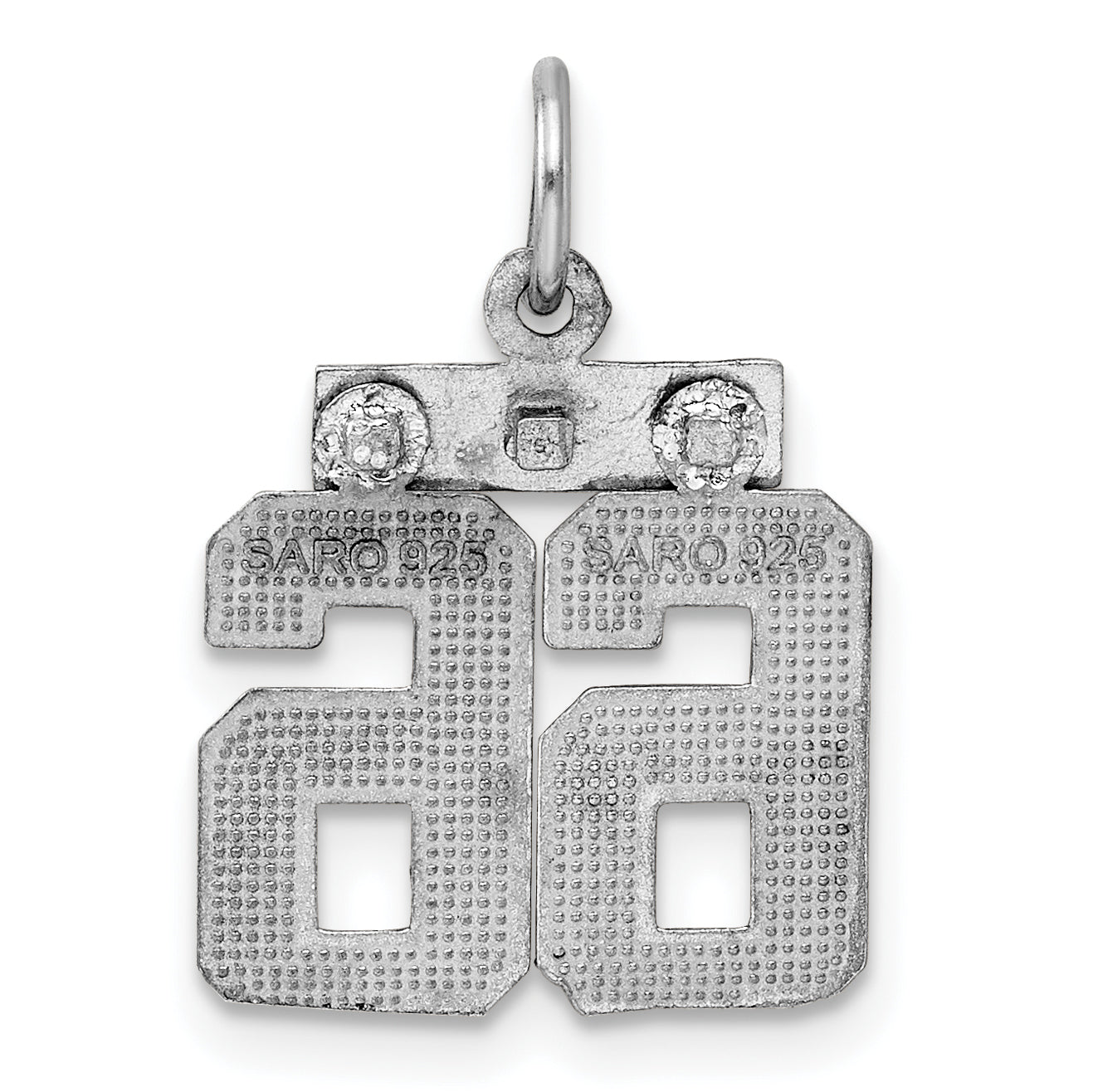 Sterling Silver Rhodium-Plated Diamond-Cut #66 Charm