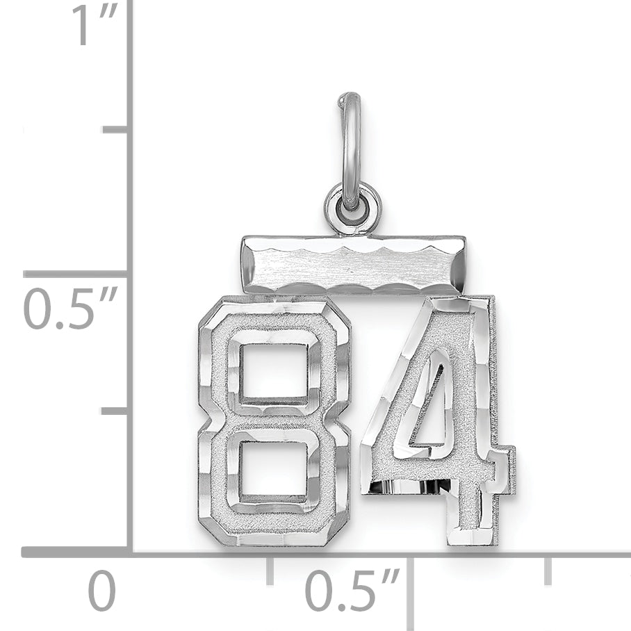 Sterling Silver Rhodium-Plated Diamond-Cut #84 Charm