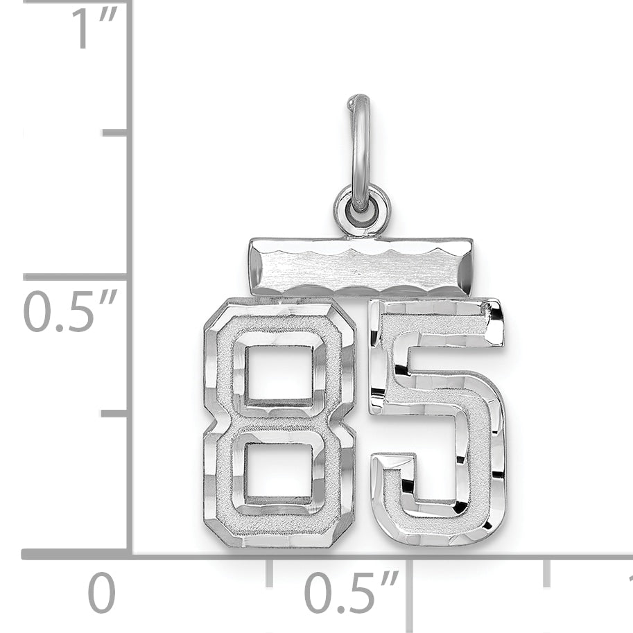 Sterling Silver Rhodium-Plated Diamond-Cut #85 Charm