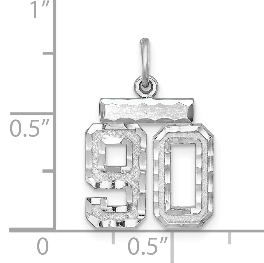 Sterling Silver Rhodium-Plated Diamond-Cut #90 Charm