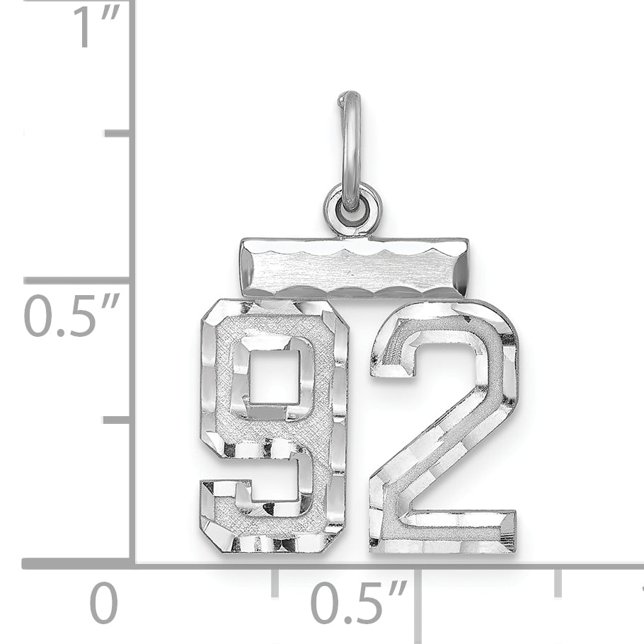 Sterling Silver Rhodium-Plated Diamond-Cut #92 Charm