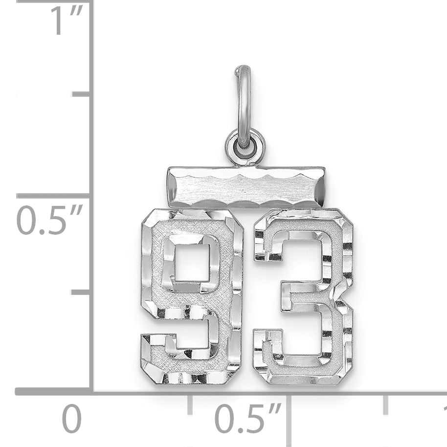Sterling Silver Rhodium-Plated Diamond-Cut #93 Charm