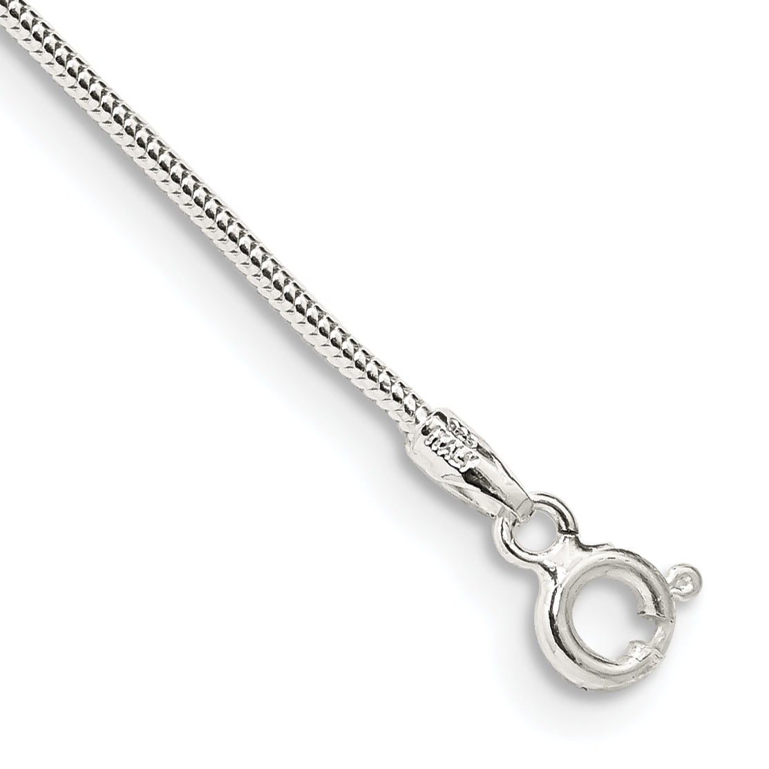 9 Inch Sterling Silver 1.2mm Round Snake Chain Anklet