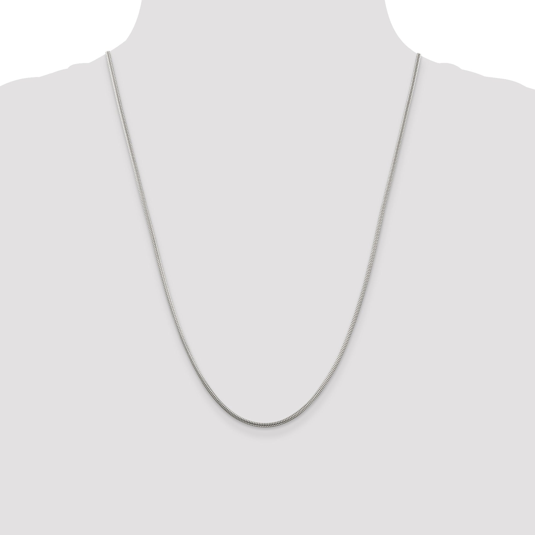 24 Inch Sterling Silver 2mm Round Snake Chain Necklace
