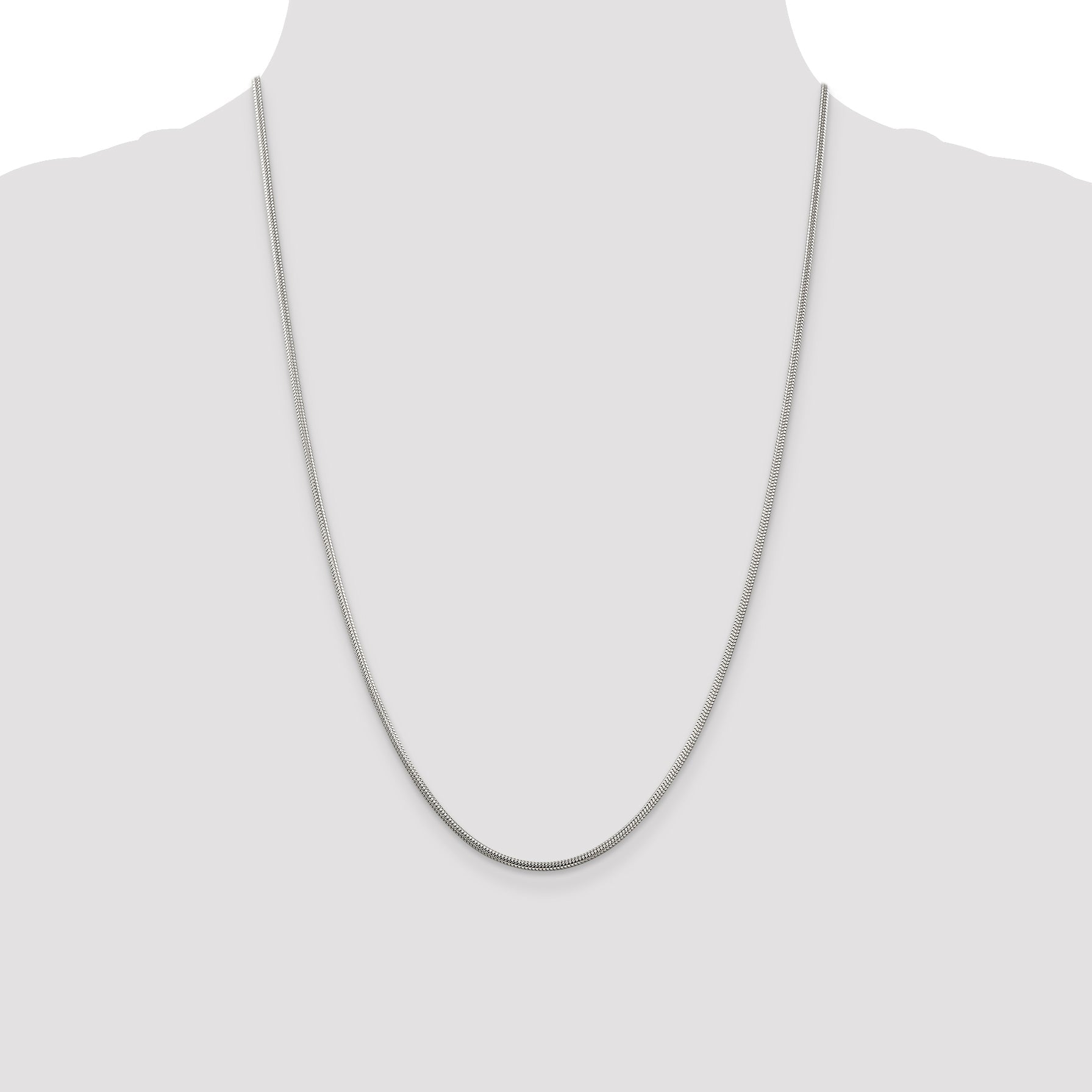 30 Inch Sterling Silver 2mm Round Snake Chain Necklace
