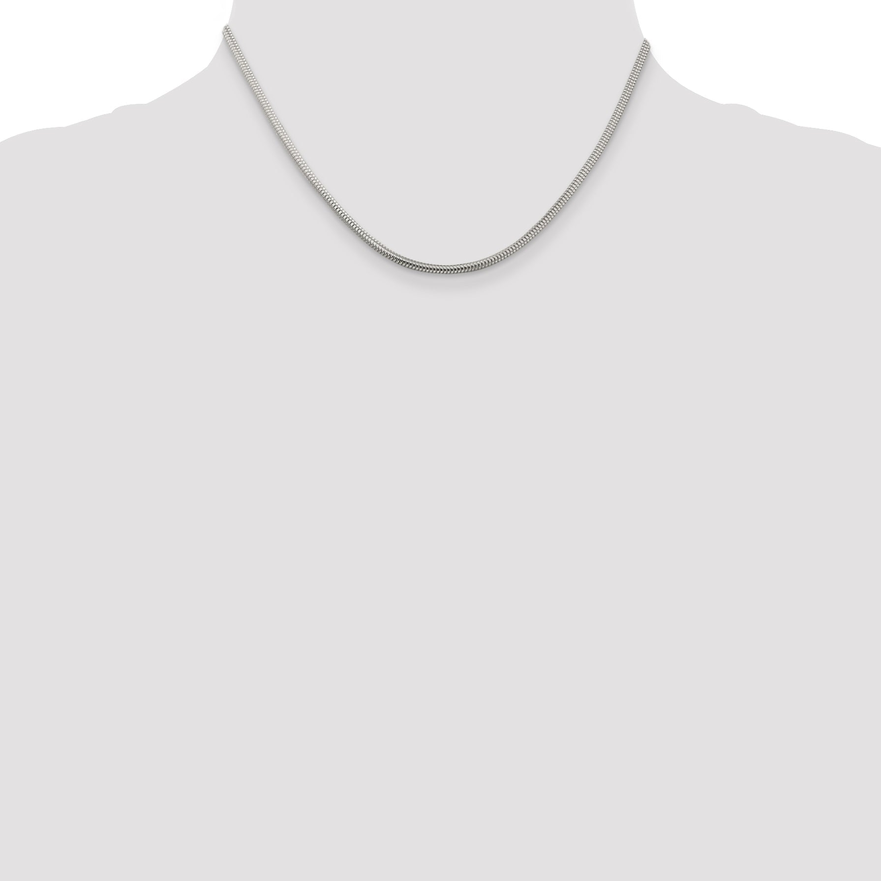 16 Inch Sterling Silver 2.5mm Round Snake Chain Necklace