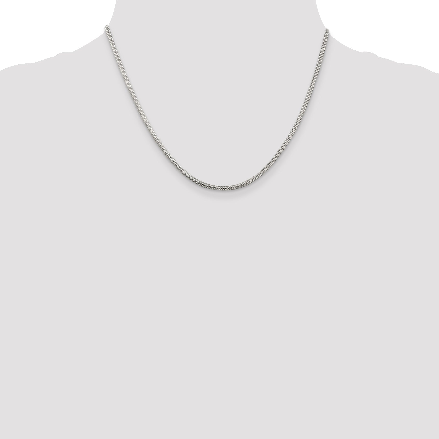 18 Inch Sterling Silver 2.5mm Round Snake Chain Necklace