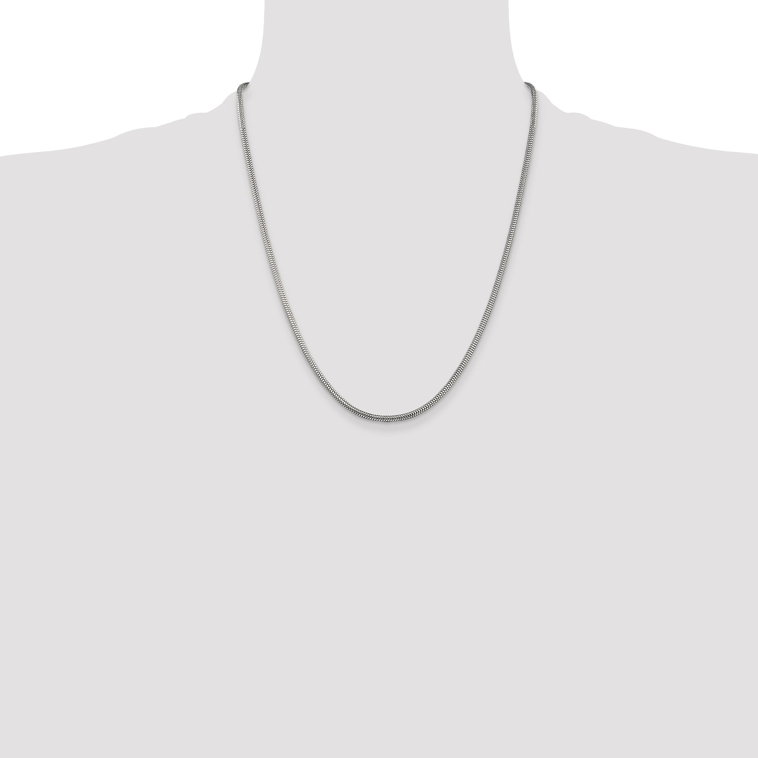 22 Inch Sterling Silver 2.5mm Round Snake Chain Necklace