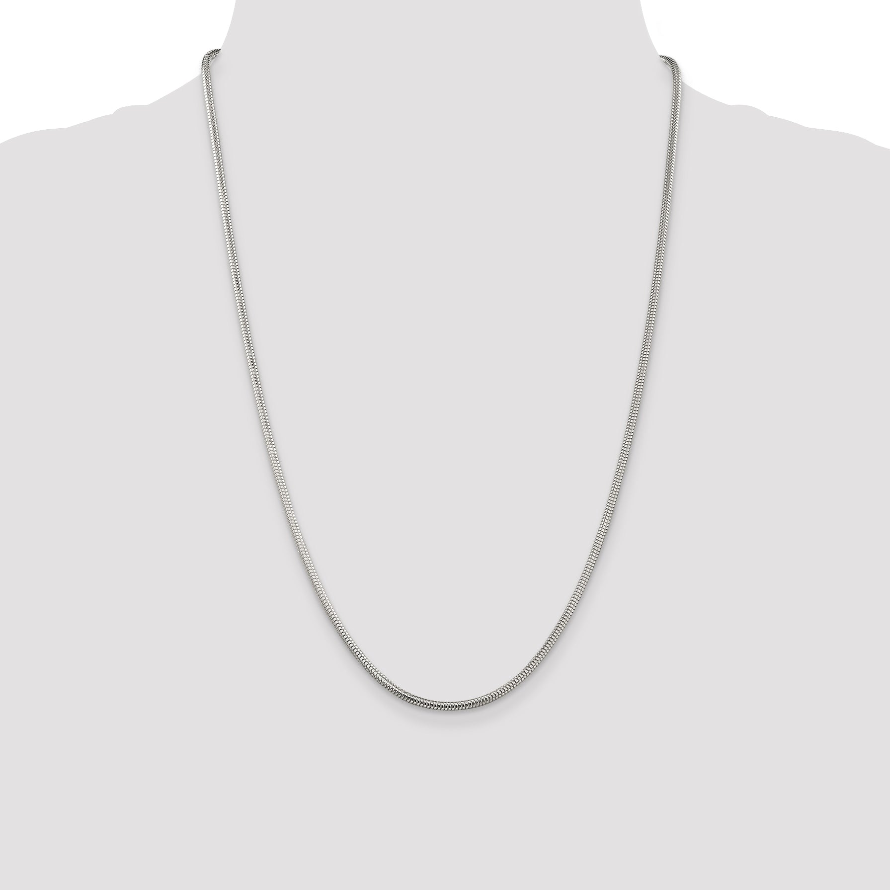24 Inch Sterling Silver 2.5mm Round Snake Chain Necklace