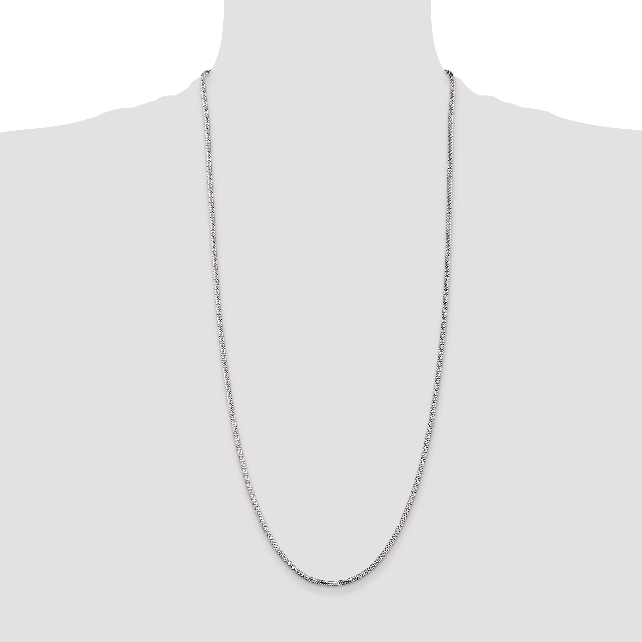 30 Inch Sterling Silver 2.5mm Round Snake Chain Necklace