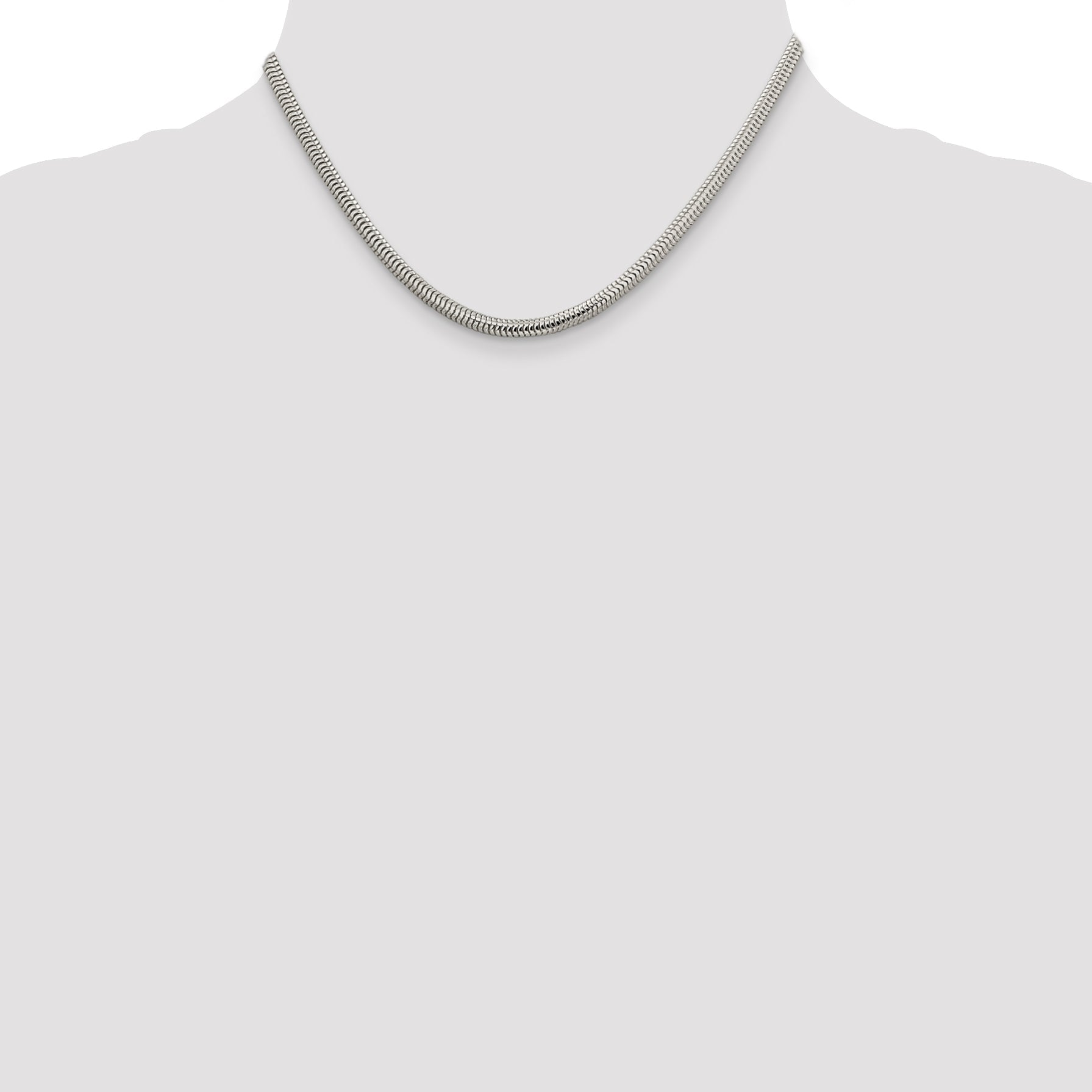 16 Inch Sterling Silver 4mm Round Snake Chain Necklace