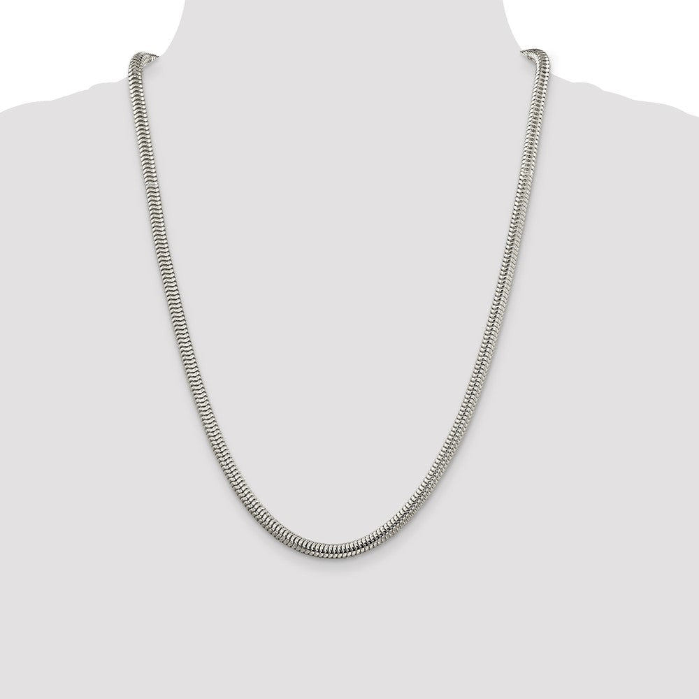 24 Inch Sterling Silver 5mm Round Snake Chain Necklace