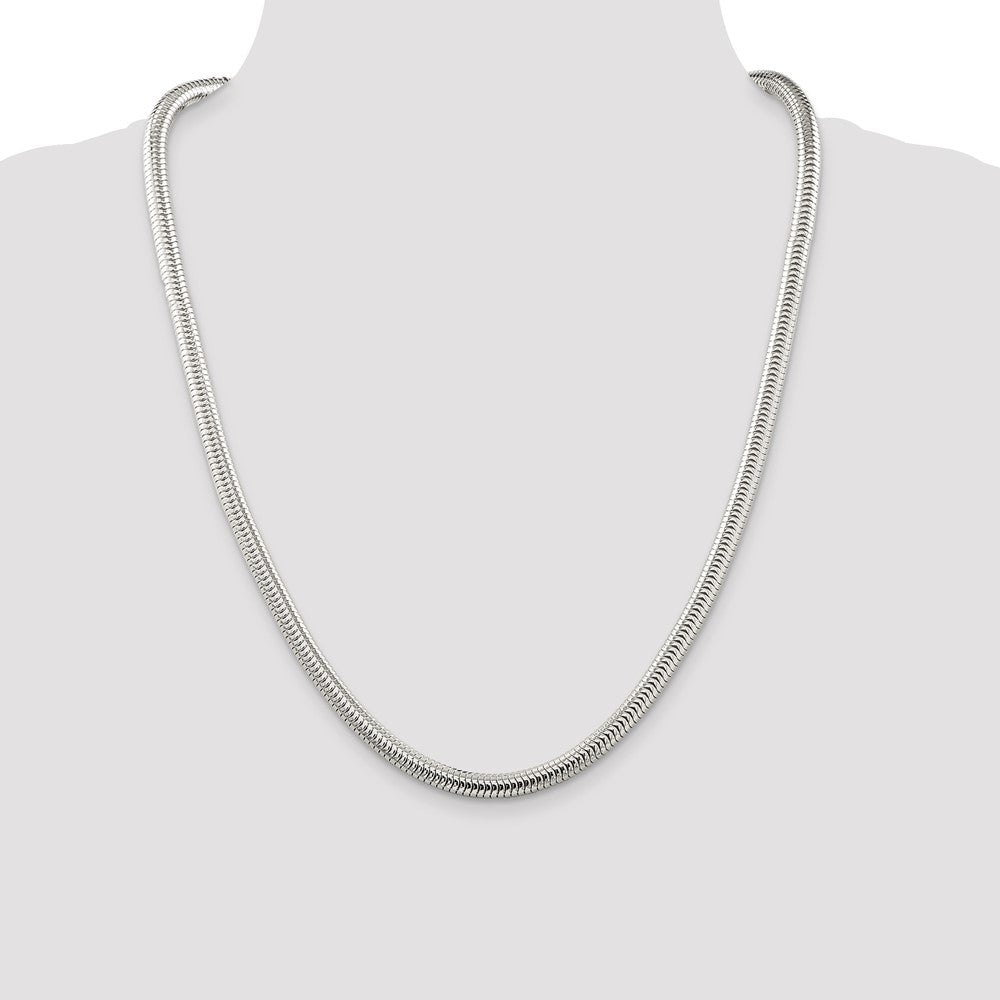 24 Inch Sterling Silver 6mm Round Snake Chain Necklace