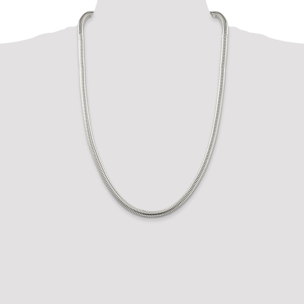 26 Inch Sterling Silver 6mm Round Snake Chain Necklace