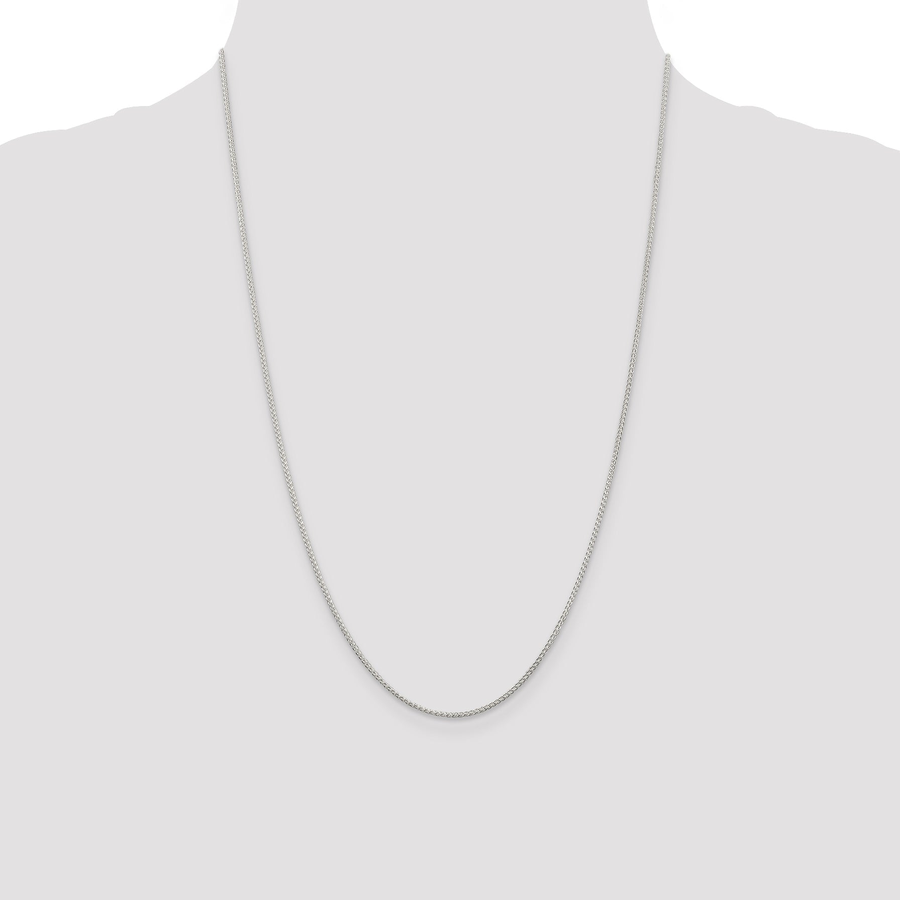 24 Inch Sterling Silver 1.25mm Round Spiga Chain Necklace