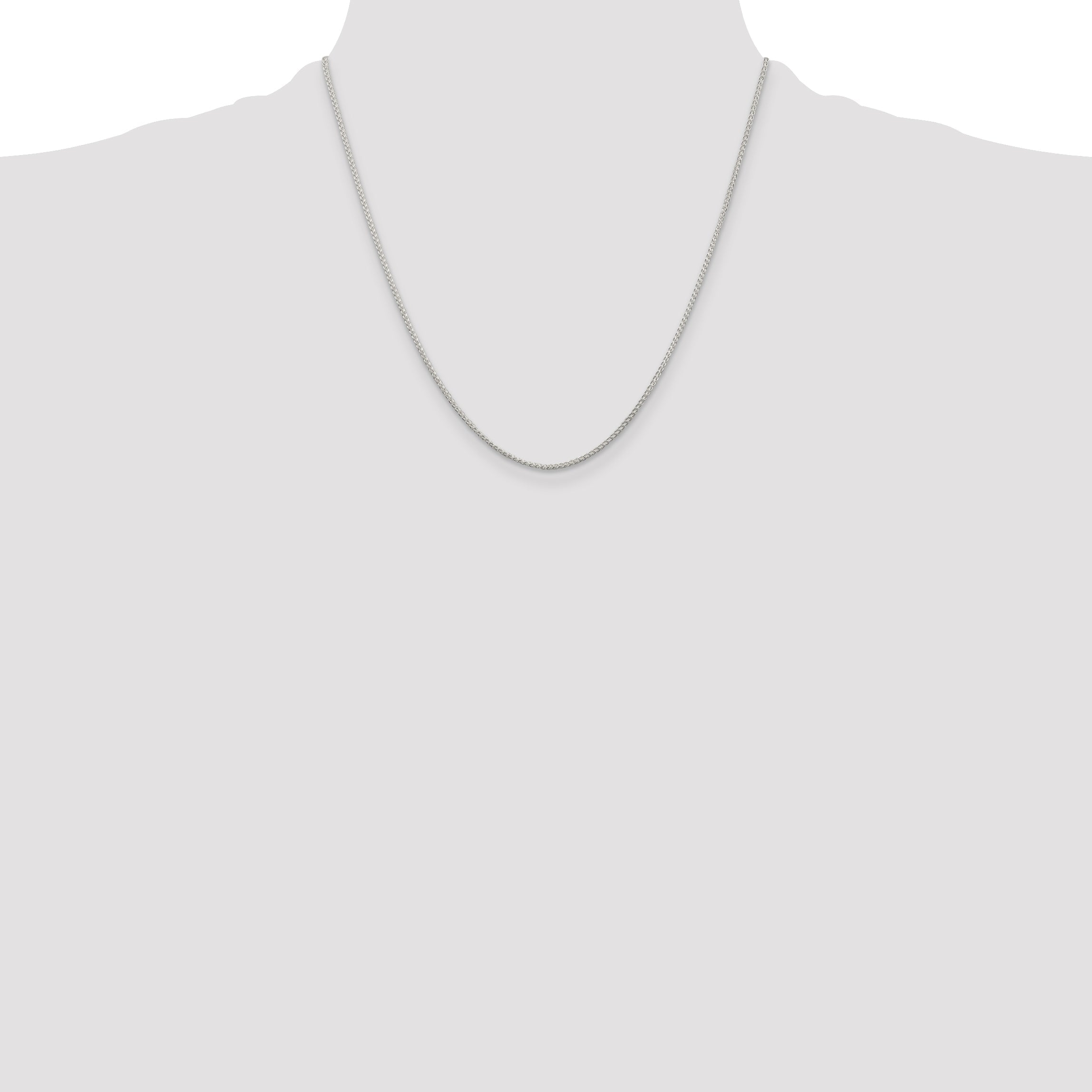 20 Inch Sterling Silver Rhodium-Plated 1.25mm Round Spiga Chain Necklace