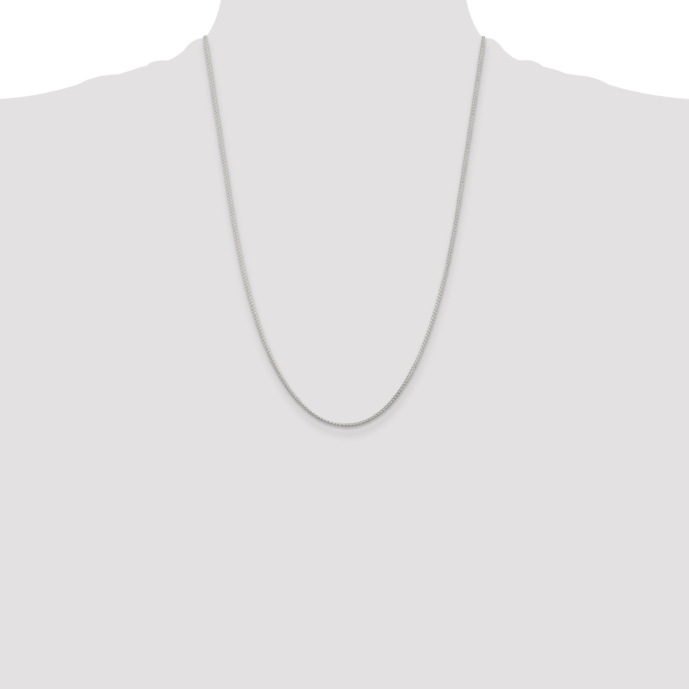 24 Inch Sterling Silver Rhodium-Plated 1.25mm Round Spiga Chain Necklace
