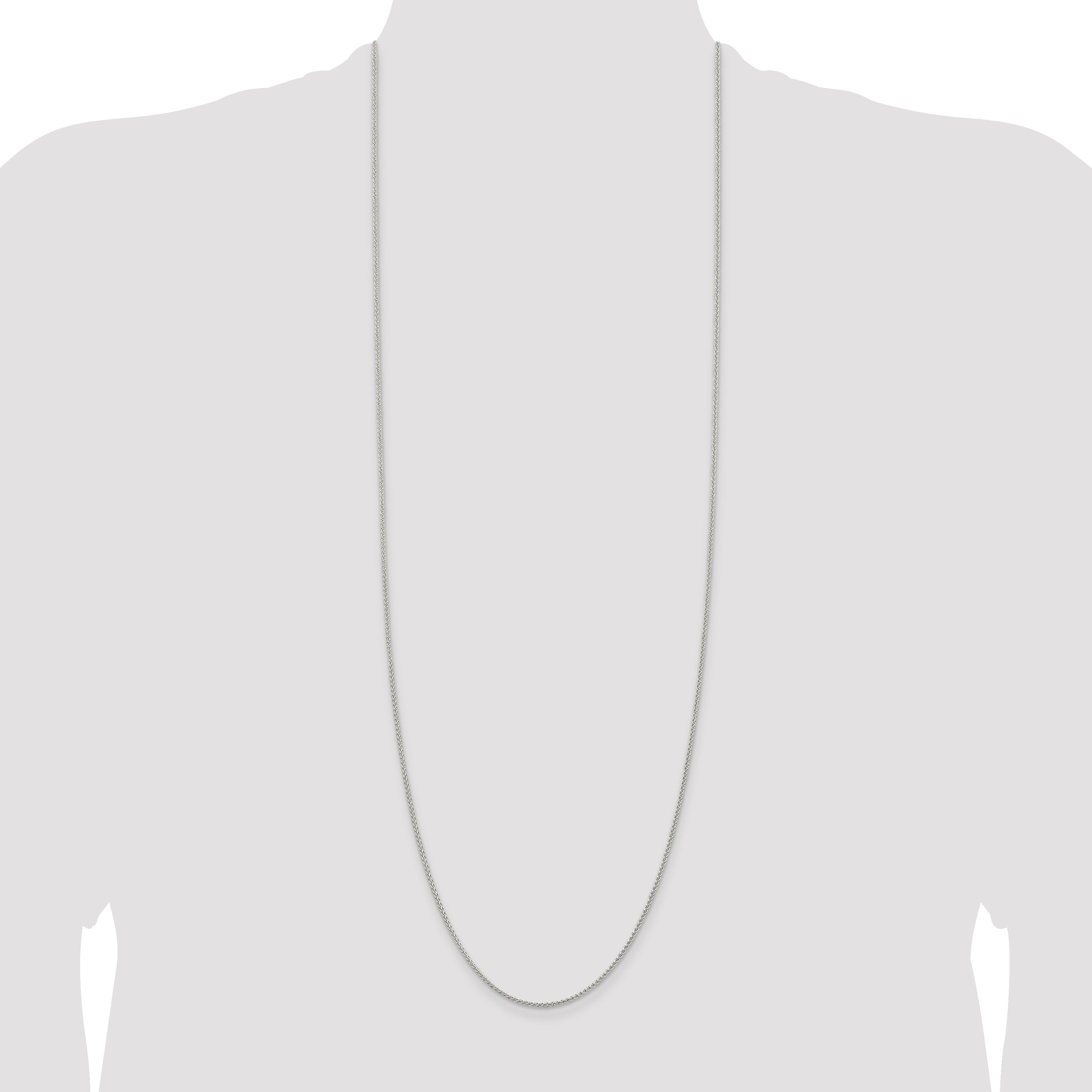 36 Inch Sterling Silver 1.5mm Round Spiga Chain Necklace