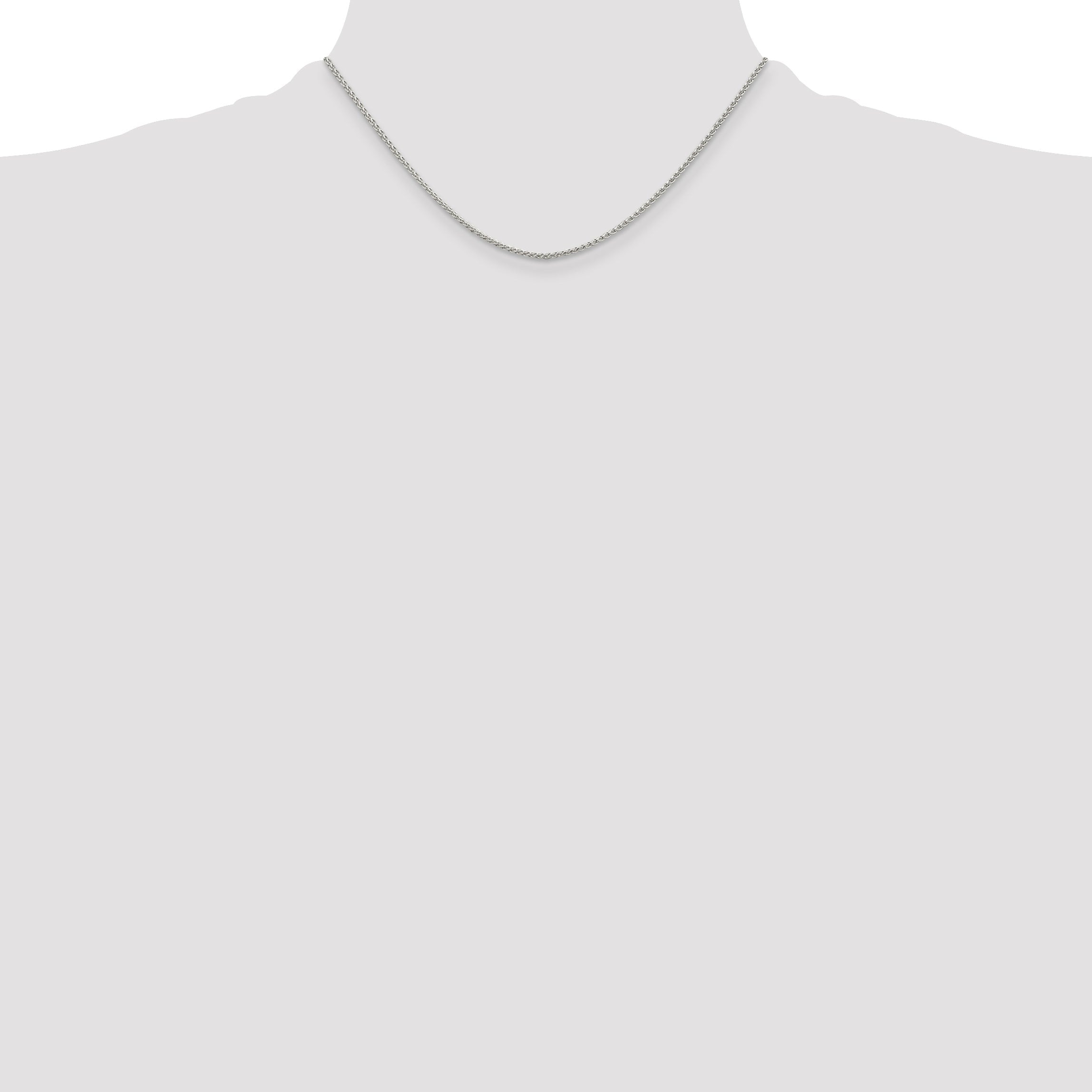 16 Inch Sterling Silver Rhodium-Plated 1.5mm Round Spiga Chain Necklace