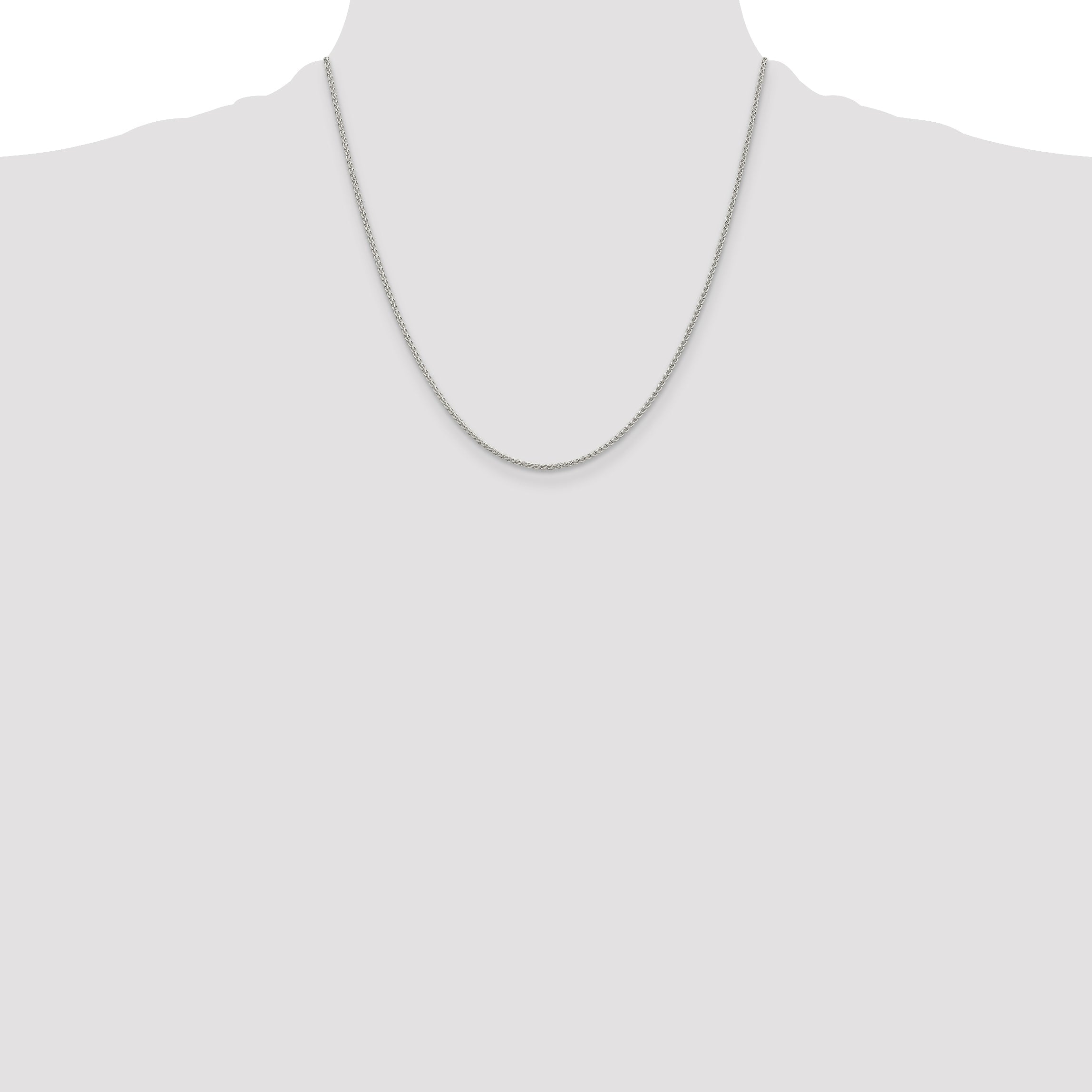 20 Inch Sterling Silver Rhodium-Plated 1.5mm Round Spiga Chain Necklace