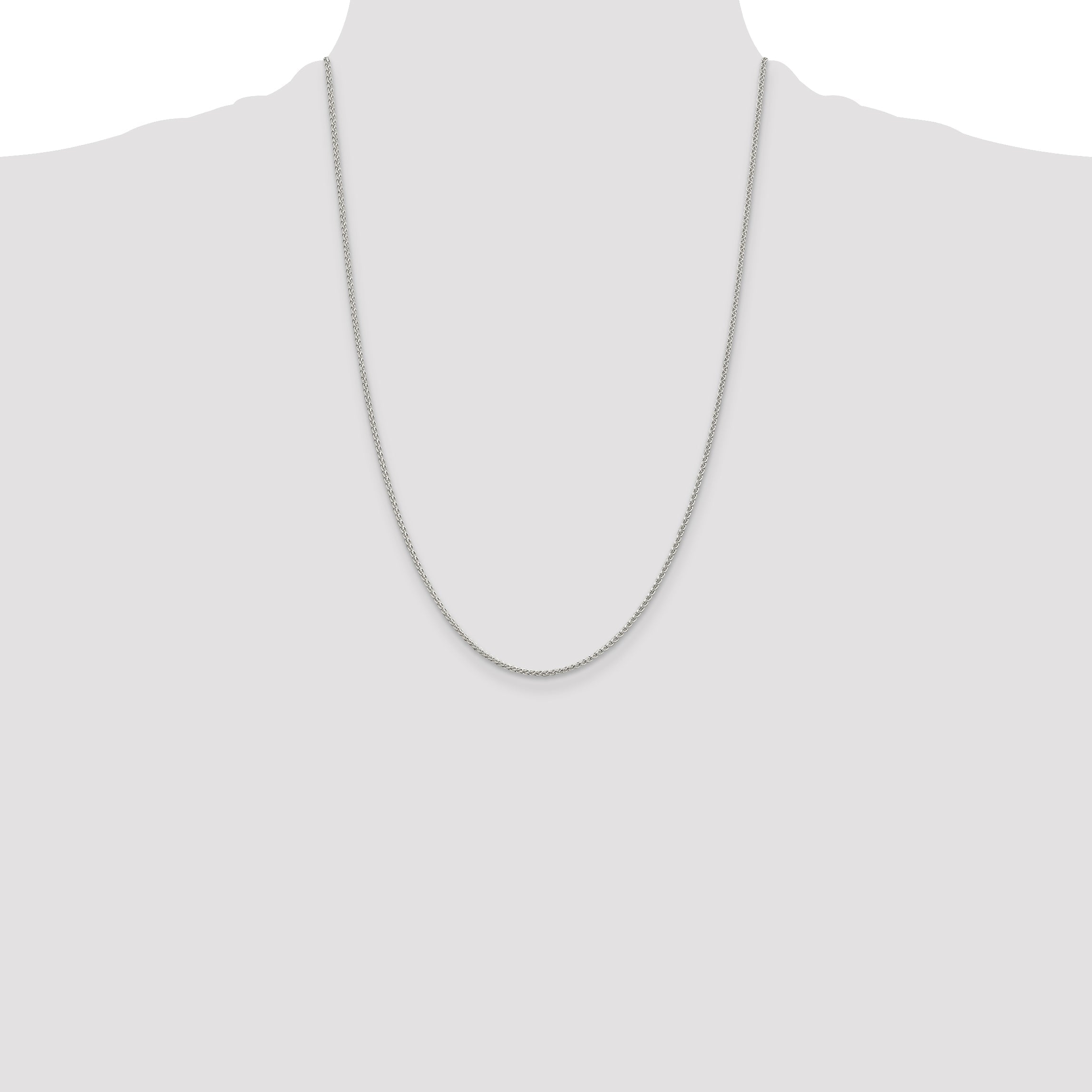 24 Inch Sterling Silver Rhodium-Plated 1.5mm Round Spiga Chain Necklace