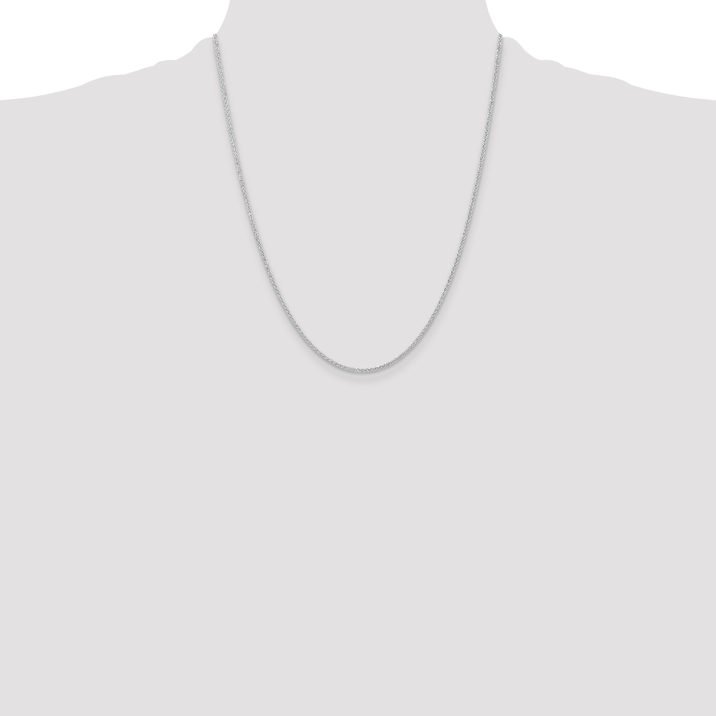 24 Inch Sterling Silver Rhodium-Plated 1.6mm Round Spiga Chain Necklace