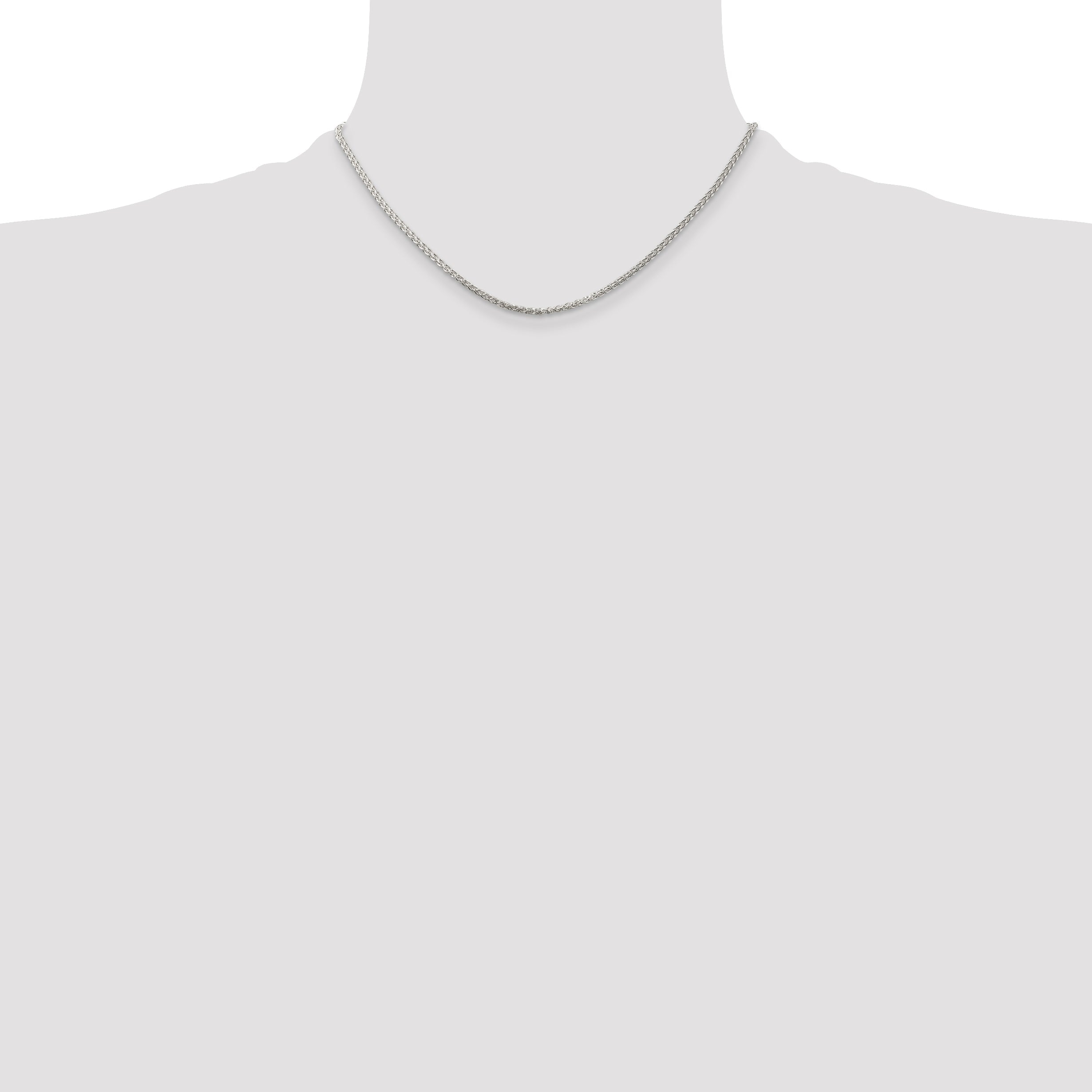 16 Inch Sterling Silver Rhodium-Plated 1.75mm Round Spiga Chain Necklace