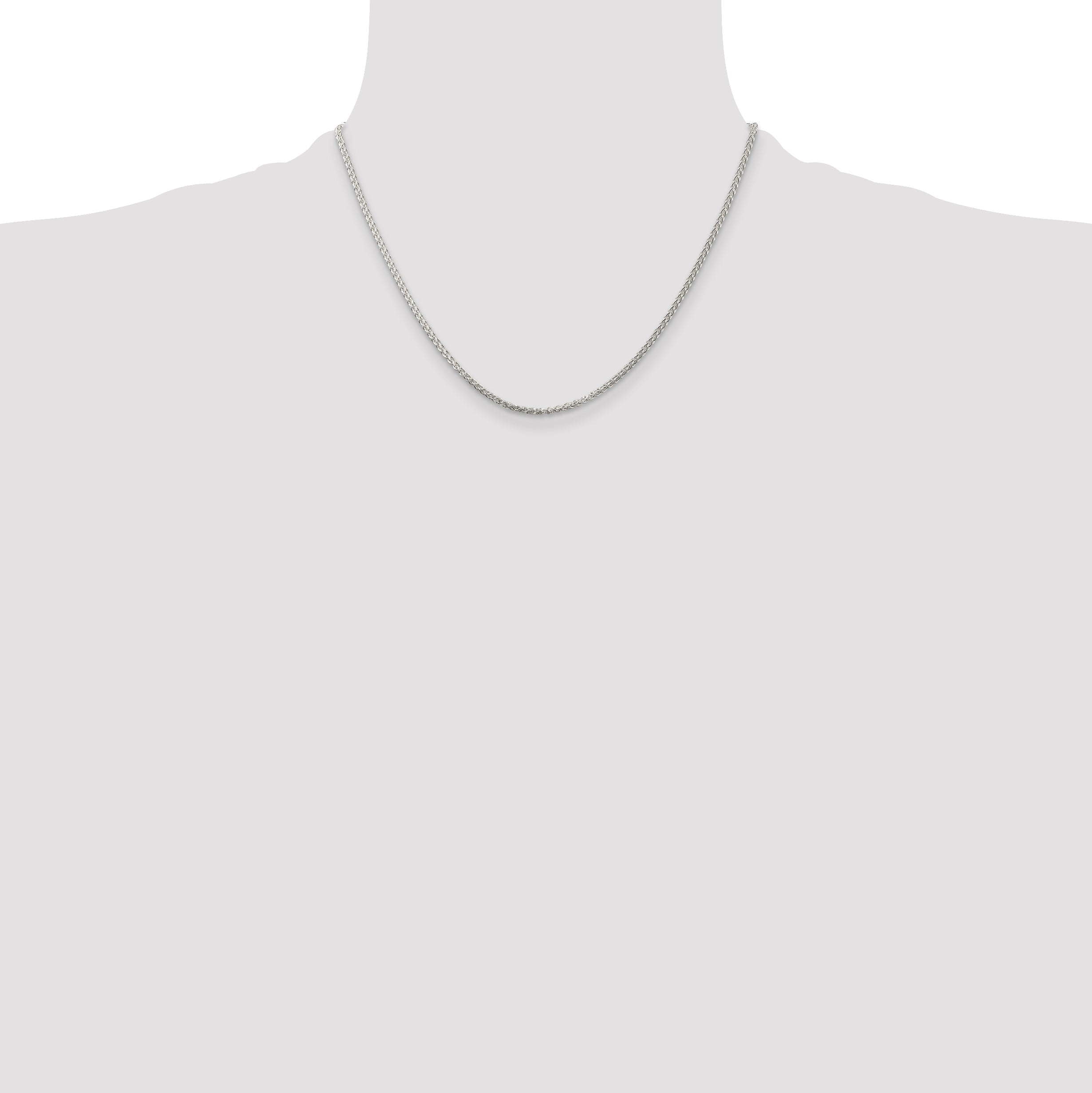 18 Inch Sterling Silver Rhodium-Plated 1.75mm Round Spiga Chain Necklace